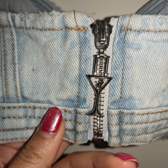 7. NWT RETROFETE ELISE DENIM TOP IN VIVID - Picture 6 of 8